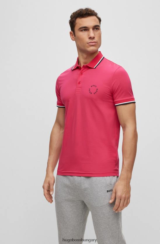 Hugo Boss rózsaszín hugo sztreccs pamut karcsúsított pólóing kör alakú márkával 80P63923 rózsaszín