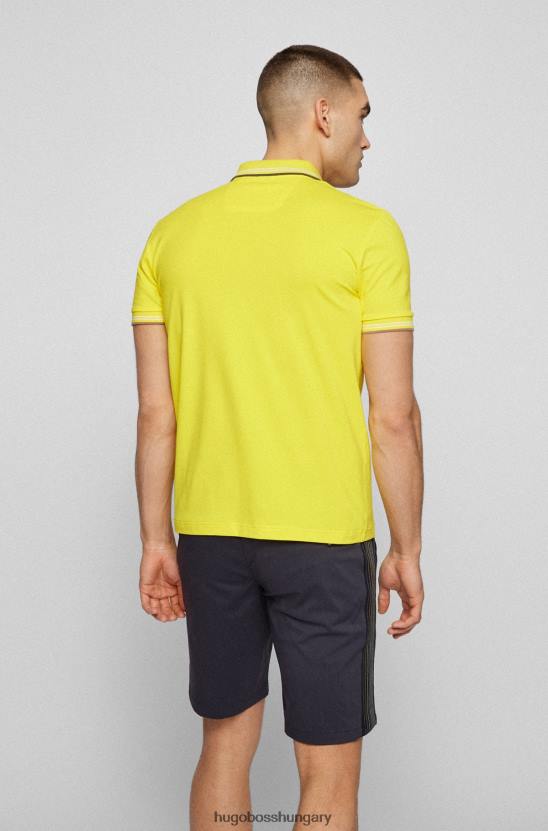 Hugo Boss sárga hugo íves logóval karcsúsított póló sztreccs pamut piquã© anyagból 80P61923 sárga