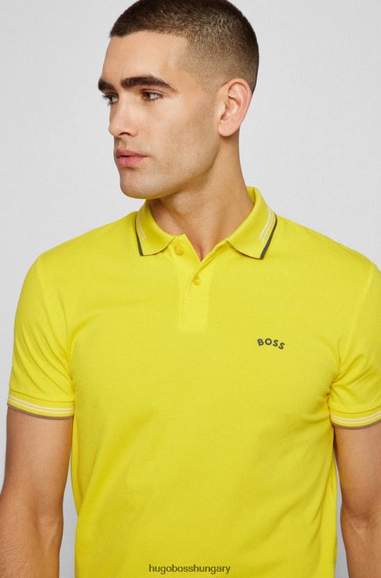 Hugo Boss sárga hugo íves logóval karcsúsított póló sztreccs pamut piquã© anyagból 80P61923 sárga