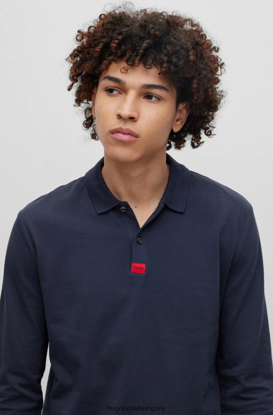 Hugo Boss sötétkék hugo pamut-piquã© karcsúsított póló, logós címkével 80P63458 sötétkék