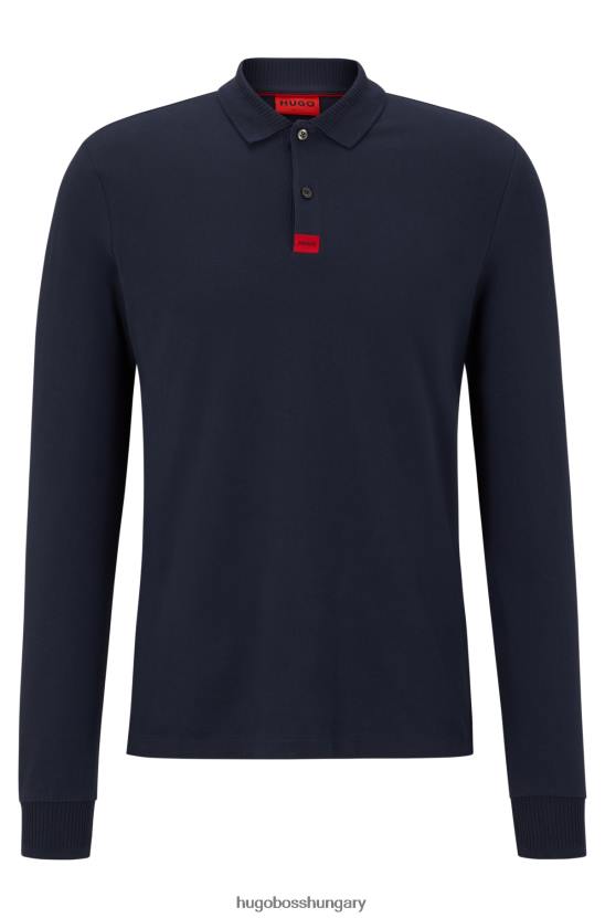 Hugo Boss sötétkék hugo pamut-piquã© karcsúsított póló, logós címkével 80P63458 sötétkék