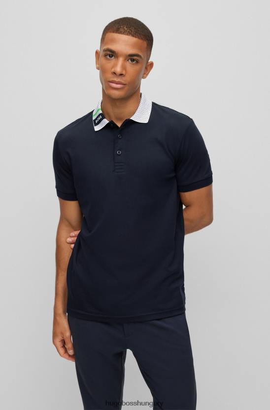 Hugo Boss sötétkék hugo tiszta pamut póló, logós gallérral 80P61591 sötétkék