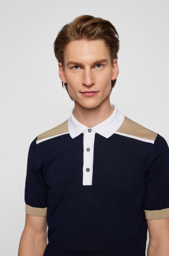 Hugo Boss sötétkék mercerizált pamut pólóing színblokkoló hugóval 80P62235 sötétkék