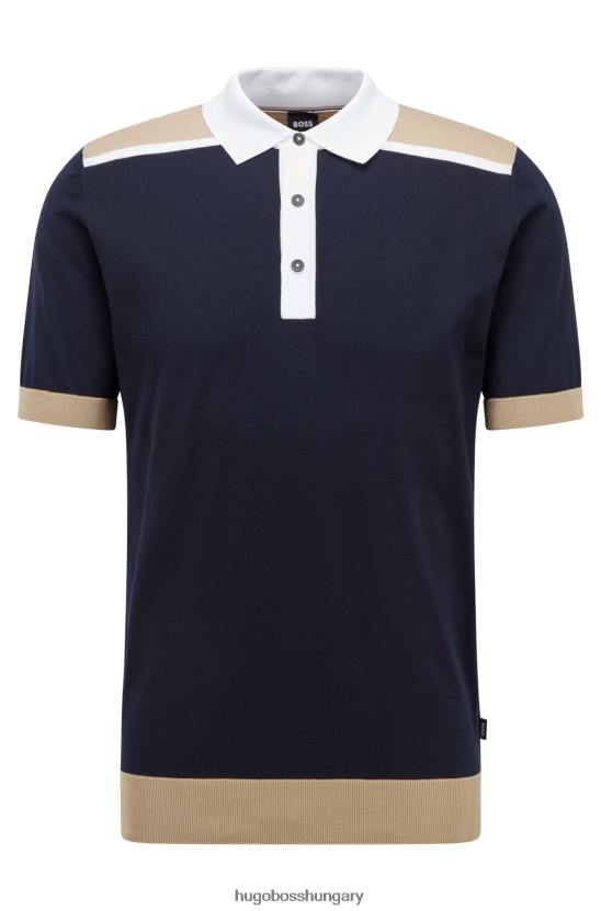 Hugo Boss sötétkék mercerizált pamut pólóing színblokkoló hugóval 80P62235 sötétkék