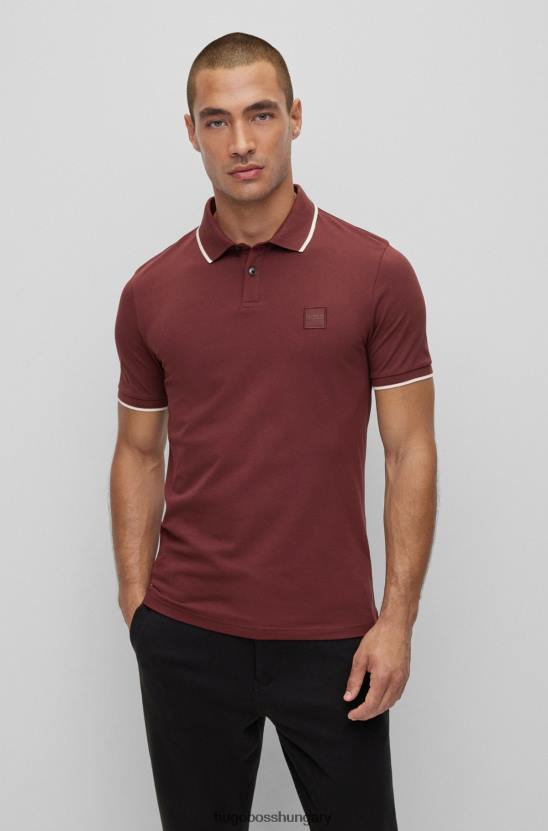 Hugo Boss sötétvörös sztreccs pamut karcsúsított pólóing hugo logóval 80P62884 sötét vörös