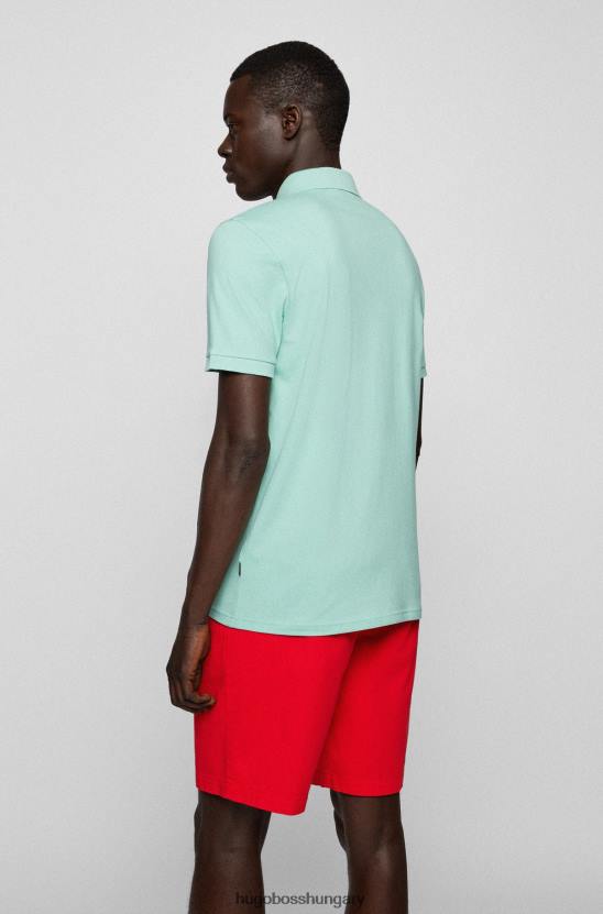 Hugo Boss sztreccs pamut vékony szabású póló ing logóval, világoszöld hugo folttal 80P61620 világos zöld