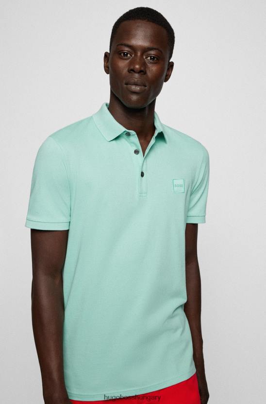 Hugo Boss sztreccs pamut vékony szabású póló ing logóval, világoszöld hugo folttal 80P61620 világos zöld