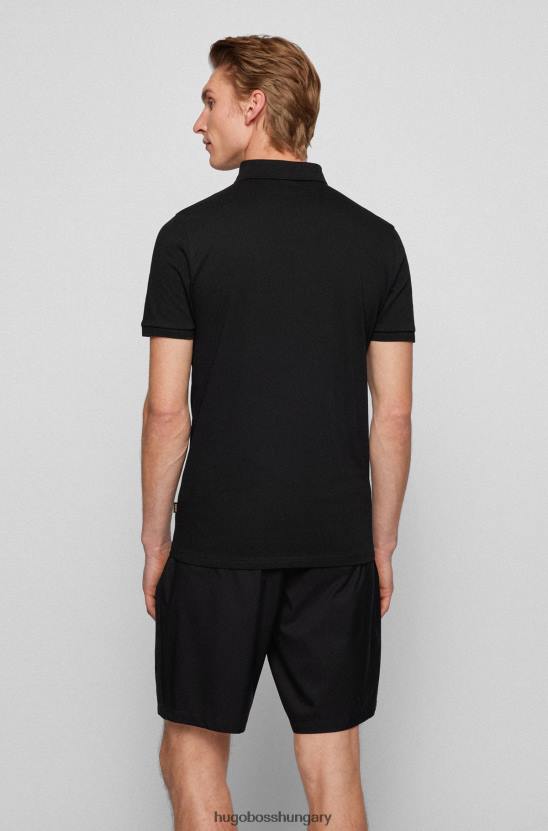 Hugo Boss sztreccspamut fekete, vékony szabású pólóing hugo logóval 80P61627 fekete