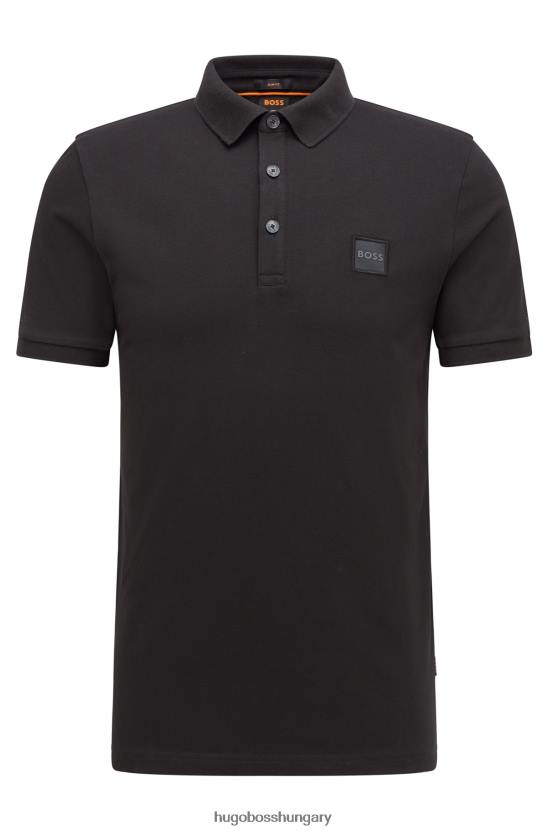 Hugo Boss sztreccspamut fekete, vékony szabású pólóing hugo logóval 80P61627 fekete