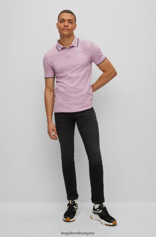Hugo Boss sztreccspamut vékony szabású pólóing hugo világoslila logóval 80P62885 világos lila