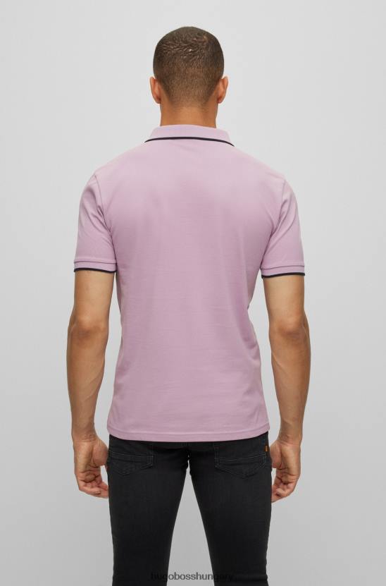Hugo Boss sztreccspamut vékony szabású pólóing hugo világoslila logóval 80P62885 világos lila