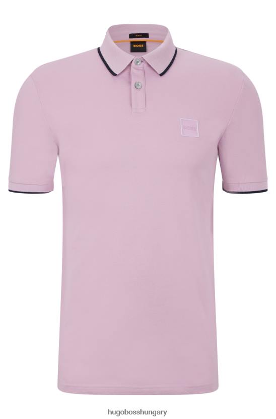 Hugo Boss sztreccspamut vékony szabású pólóing hugo világoslila logóval 80P62885 világos lila