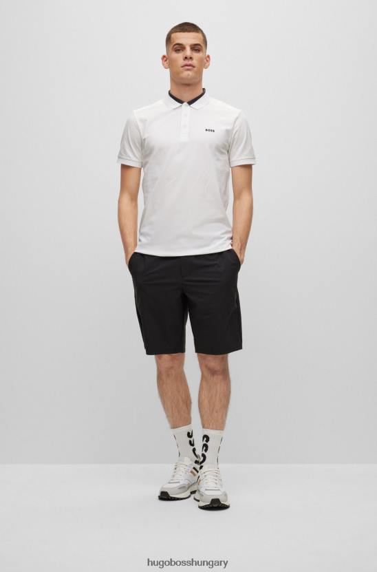 Hugo Boss sztreccspamut vékony szabású pólóing logóbetétekkel hugo white 80P63679 fehér