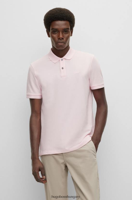 Hugo Boss világos rózsaszín hugo bio-pamut póló, hímzett logóval 80P61180 világos rózsaszín
