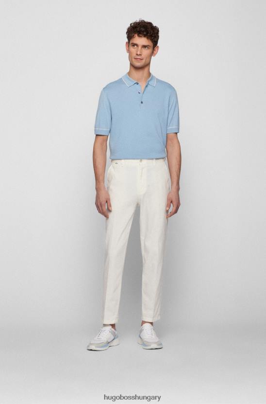 Hugo Boss világoskék hugo selyem-pamut póló strukturált előlappal 80P64252 világoskék