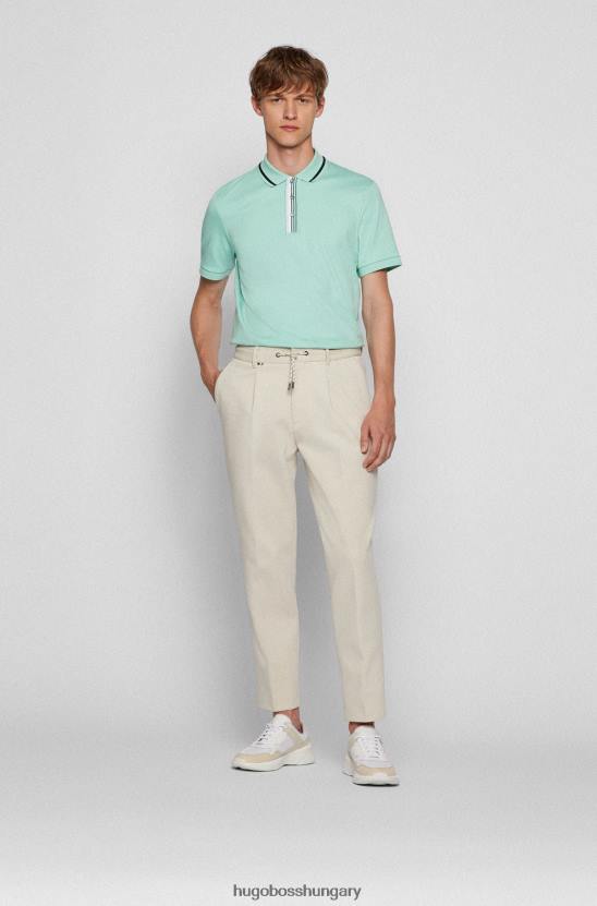 Hugo Boss világoszöld hugo interlock-pamut póló, gumírozott logóval 80P62114 világos zöld