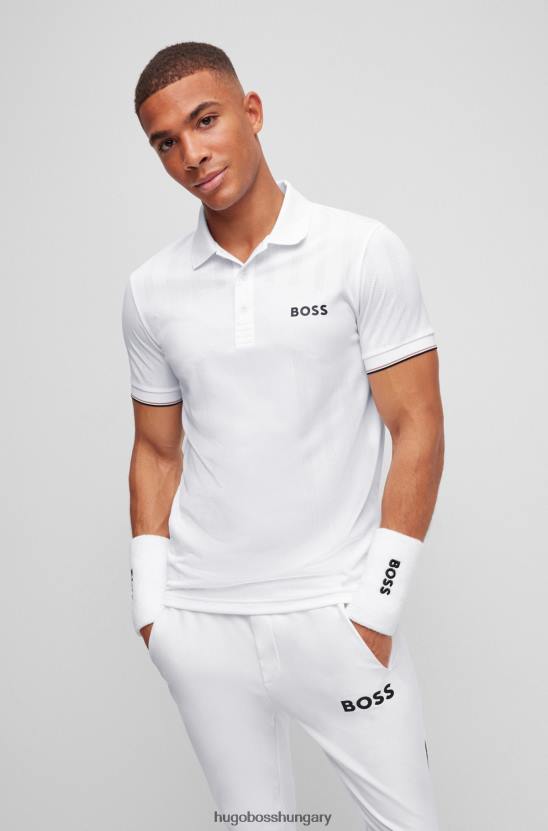Hugo Boss x matteo berrettini slim-fit pólóing logós részletekkel 80P64561 fehér
