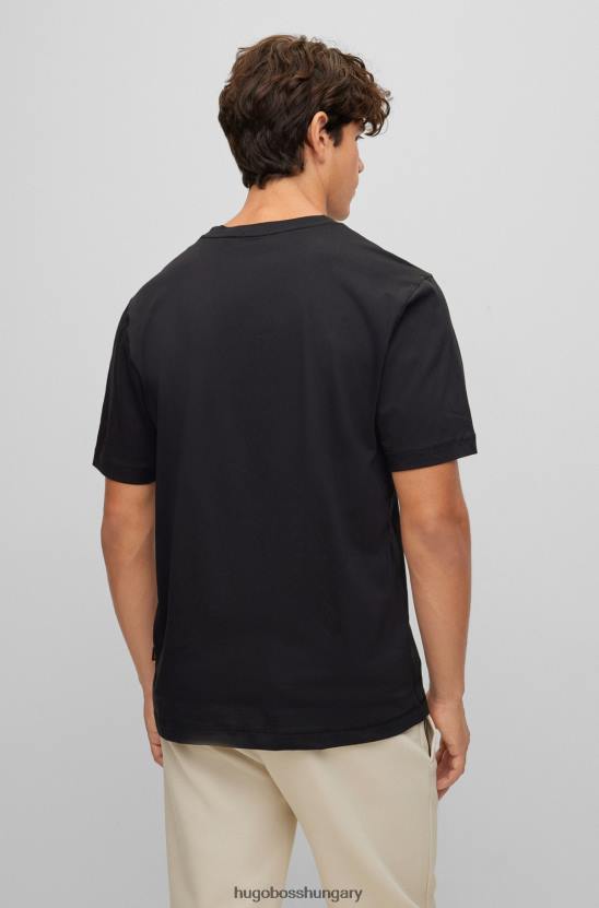 Hugo Boss Pamutdzsörzé laza szabású póló emblémával, fekete hugo 80P61746 fekete