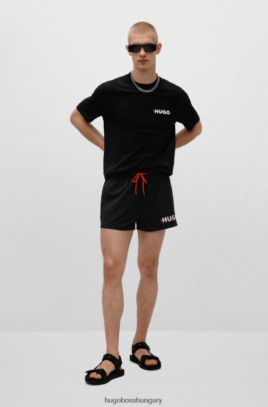 Hugo Boss biopamut póló csíkos logóval fekete hugo 80P62388 fekete