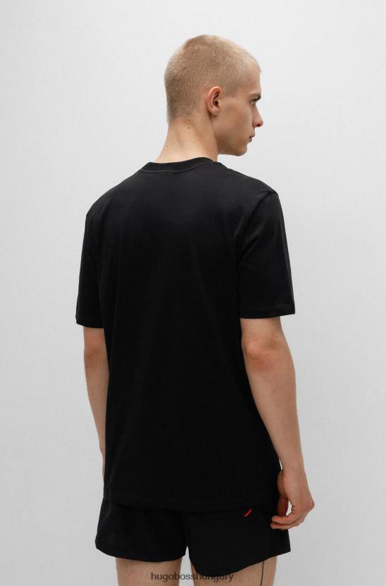 Hugo Boss biopamut póló csíkos logóval fekete hugo 80P62388 fekete