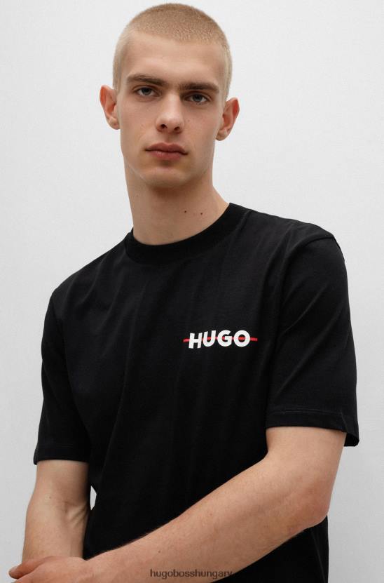 Hugo Boss biopamut póló csíkos logóval fekete hugo 80P62388 fekete