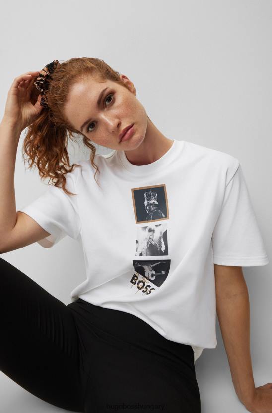 Hugo Boss fehér hugo interlock-pamut póló exkluzív grafikával 80P61388 fehér