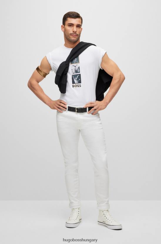 Hugo Boss fehér hugo interlock-pamut póló exkluzív grafikával 80P61388 fehér