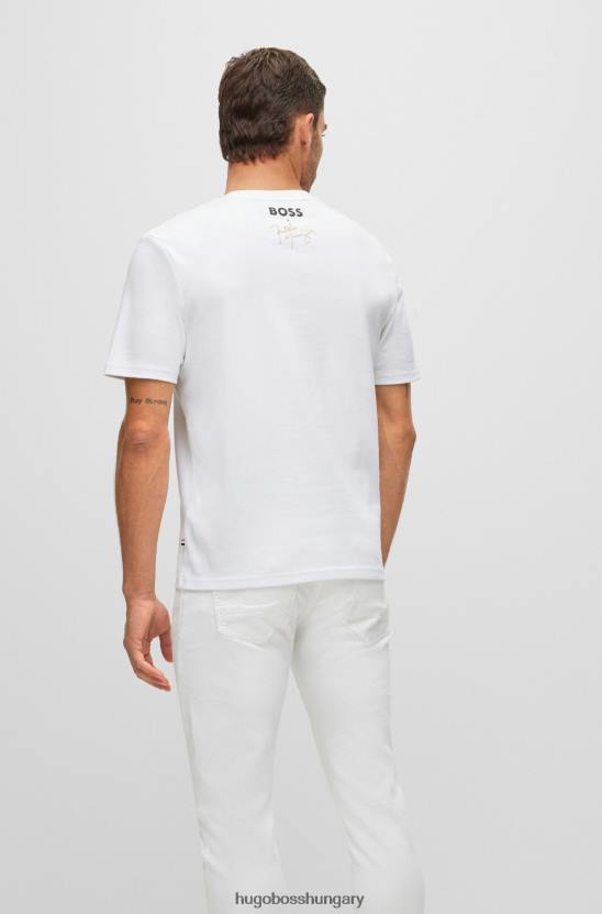 Hugo Boss fehér hugo interlock-pamut póló exkluzív grafikával 80P61388 fehér