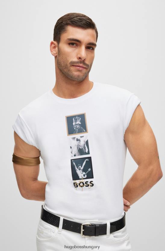 Hugo Boss fehér hugo interlock-pamut póló exkluzív grafikával 80P61388 fehér