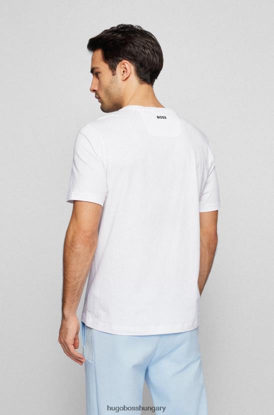 Hugo Boss fehér pamutdzsörzé normál szabású póló emblémával hugo 80P63250 fehér