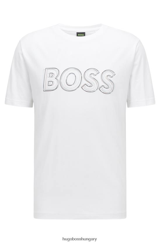 Hugo Boss fehér pamutdzsörzé normál szabású póló emblémával hugo 80P63250 fehér