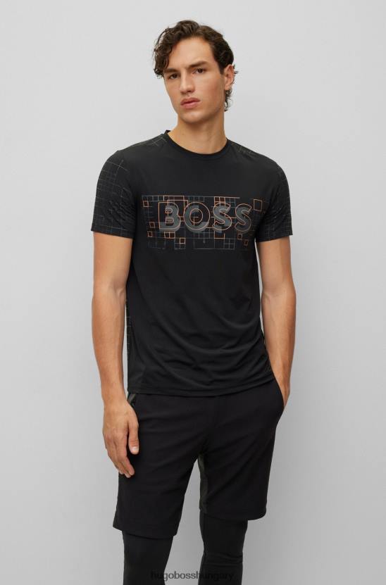 Hugo Boss fekete aktív-sztreccs slim-fit póló ragyogó hatásokkal hugo 80P61374 fekete