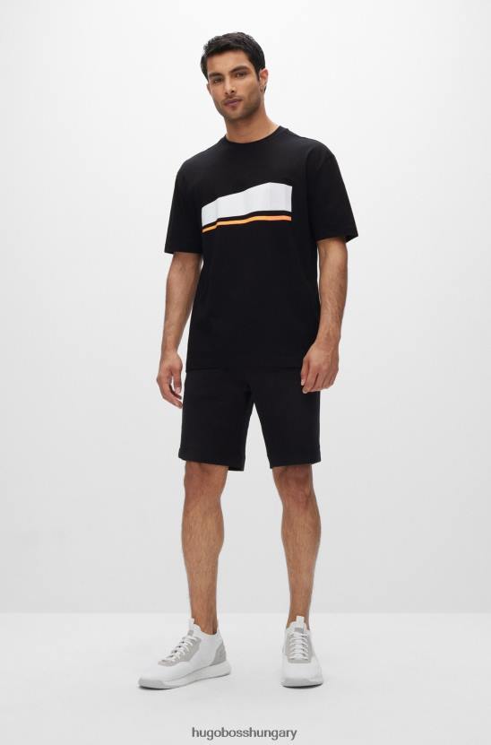 Hugo Boss fekete hugo laza szabású póló biopamutból logóval 80P62622 fekete