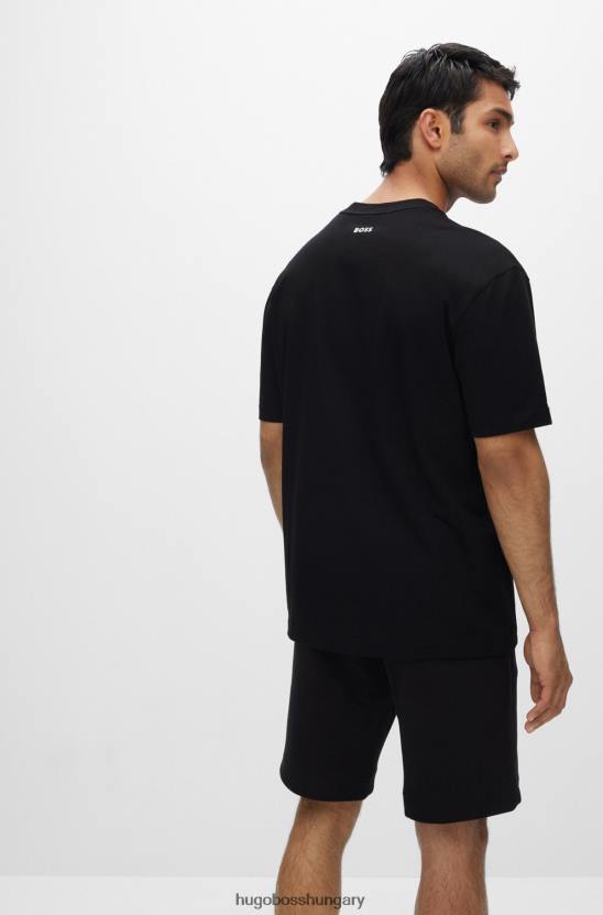 Hugo Boss fekete hugo laza szabású póló biopamutból logóval 80P62622 fekete