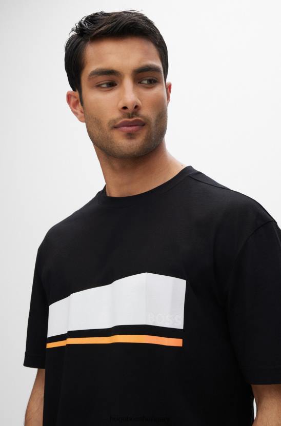 Hugo Boss fekete hugo laza szabású póló biopamutból logóval 80P62622 fekete