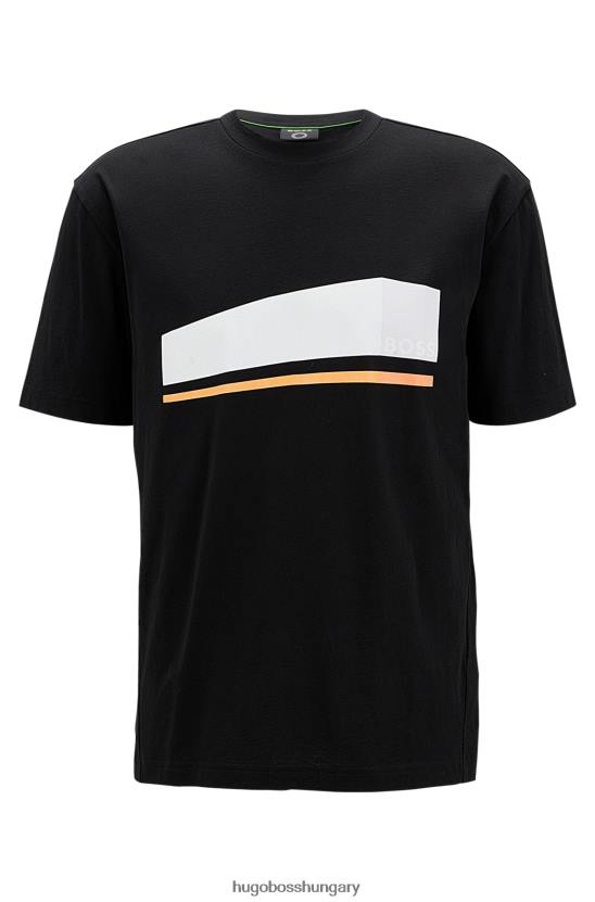 Hugo Boss fekete hugo laza szabású póló biopamutból logóval 80P62622 fekete