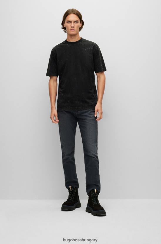 Hugo Boss fekete hugo laza szabású pamutdzsörzé póló hómosással 80P63799 fekete