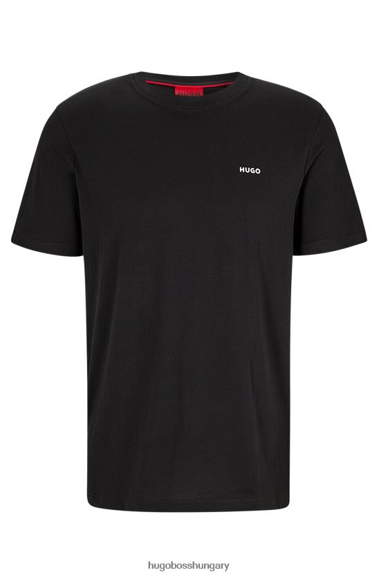 Hugo Boss fekete hugo pamutdzsörzé póló mellkas logóval 80P62472 fekete