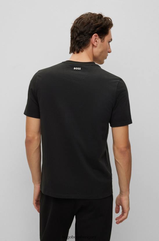 Hugo Boss fekete hugo szálcsiszolt pamutdzsörzé póló dinamikus logóval 80P62447 fekete