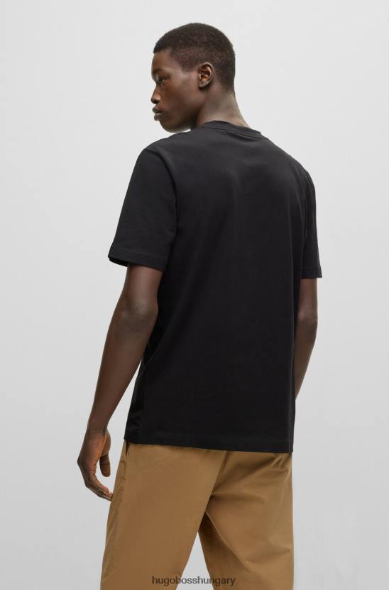 Hugo Boss fekete hugo sztreccs pamut póló kontraszt logóval 80P63999 fekete