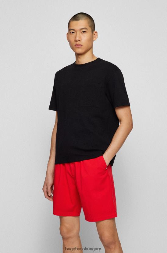 Hugo Boss fekete laza szabású póló gofri szerkezettel hugo 80P62662 fekete