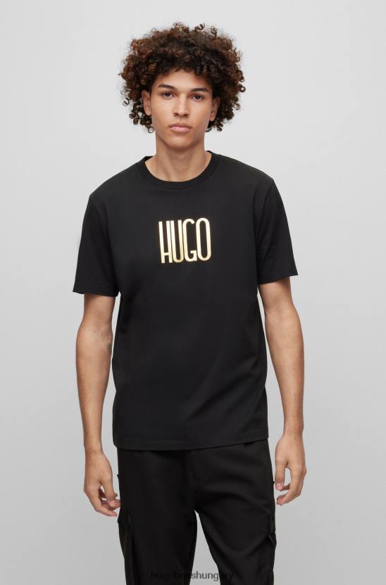 Hugo Boss fekete logós póló biopamut hugo anyagból 80P63509 fekete