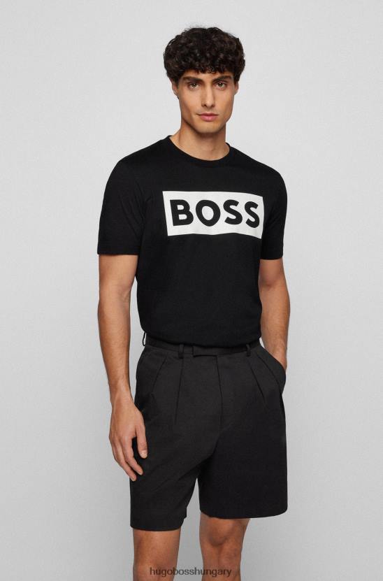 Hugo Boss fekete mercerizált pamut póló színváltós logóval hugo 80P63374 fekete
