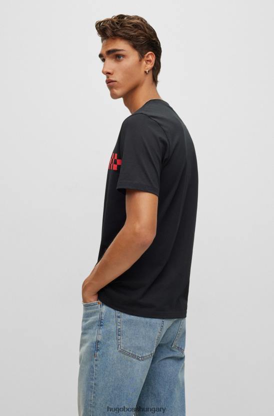 Hugo Boss fekete normál szabású pamut póló hugo logóval 80P62020 fekete