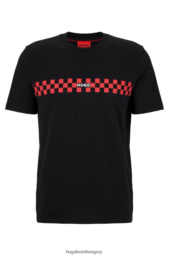 Hugo Boss fekete normál szabású pamut póló hugo logóval 80P62020 fekete