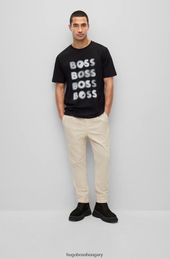 Hugo Boss fekete pamutdzsörzé laza szabású póló emblémával hugo 80P61747 fekete