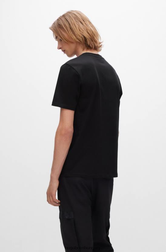 Hugo Boss hugo biopamut póló fekete logós szalaggal 80P63513 fekete