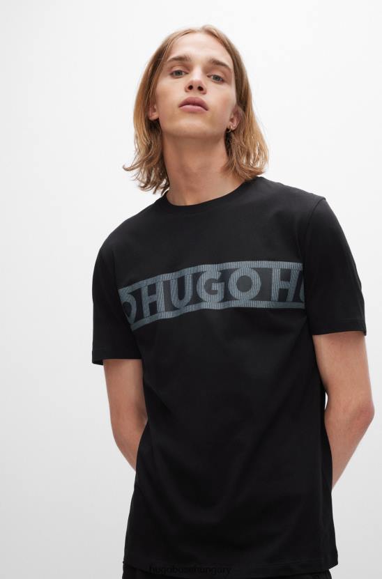 Hugo Boss hugo biopamut póló fekete logós szalaggal 80P63513 fekete