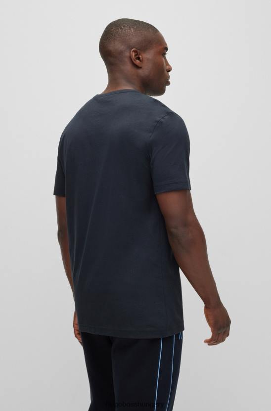 Hugo Boss hugo crew nyakú biopamut póló ívelt sötétkék logóval 80P62000 sötétkék