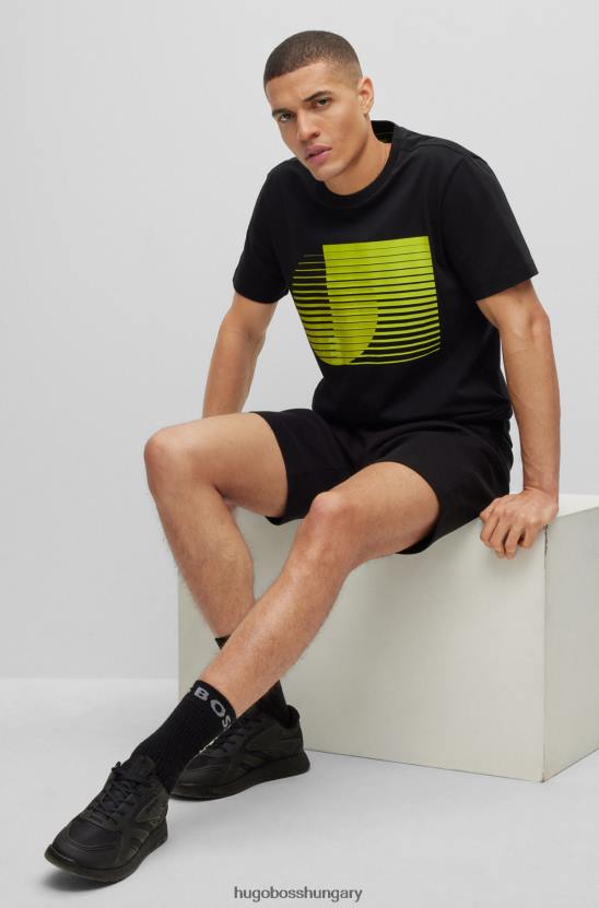 Hugo Boss hugo crew nyakú póló pamut dzsörzéből szezonális fekete alkotásokkal 80P63266 fekete